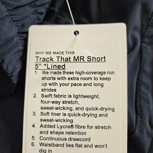 Lululemon Track That MR Short 5” Lined Navy Blue TRNV LW7AQES Women's Size 4 - Picture 3 of 5